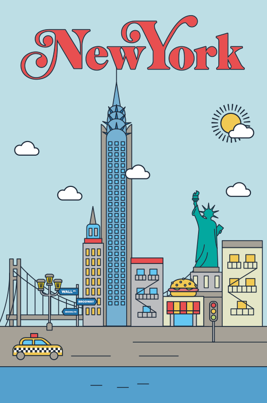 New york şehirler ve ülkeler afiş - TenStickers