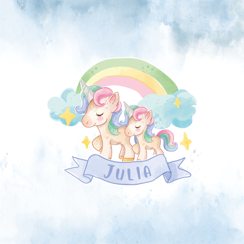 Özelleştirilebilir afiş sevimli unicorn çifti - TenStickers