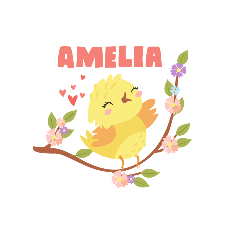 Özelleştirilebilir afiş neşeli sarı kuş - TenStickers