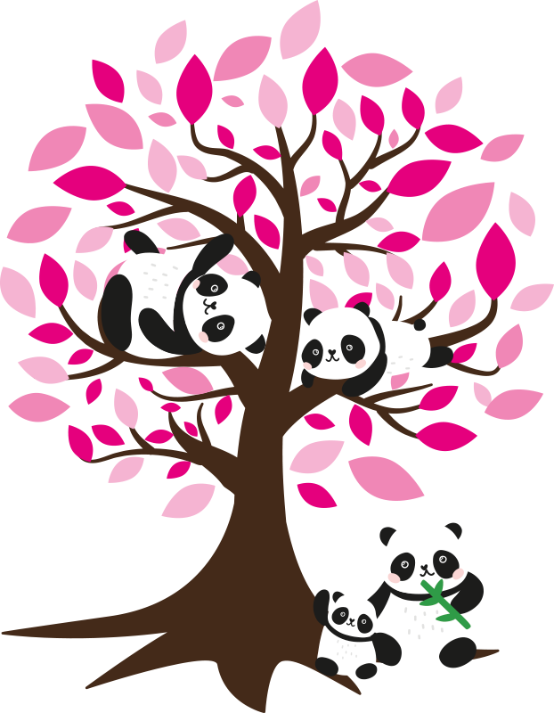 Ağaçlar afiş - panda çocuklar duvar çıkartması - TenStickers