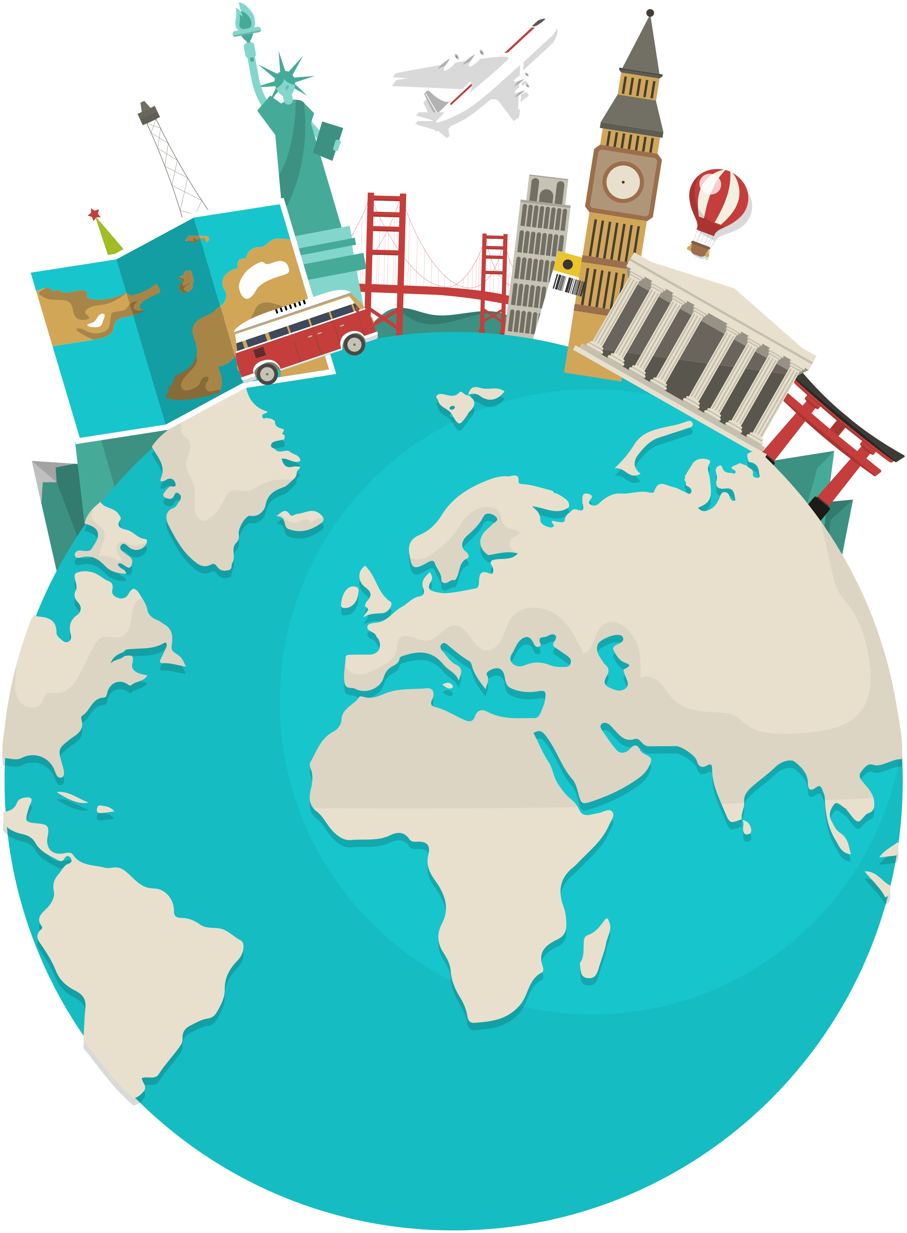 Dünya haritası afiş - dünya turizm haritası - TenStickers