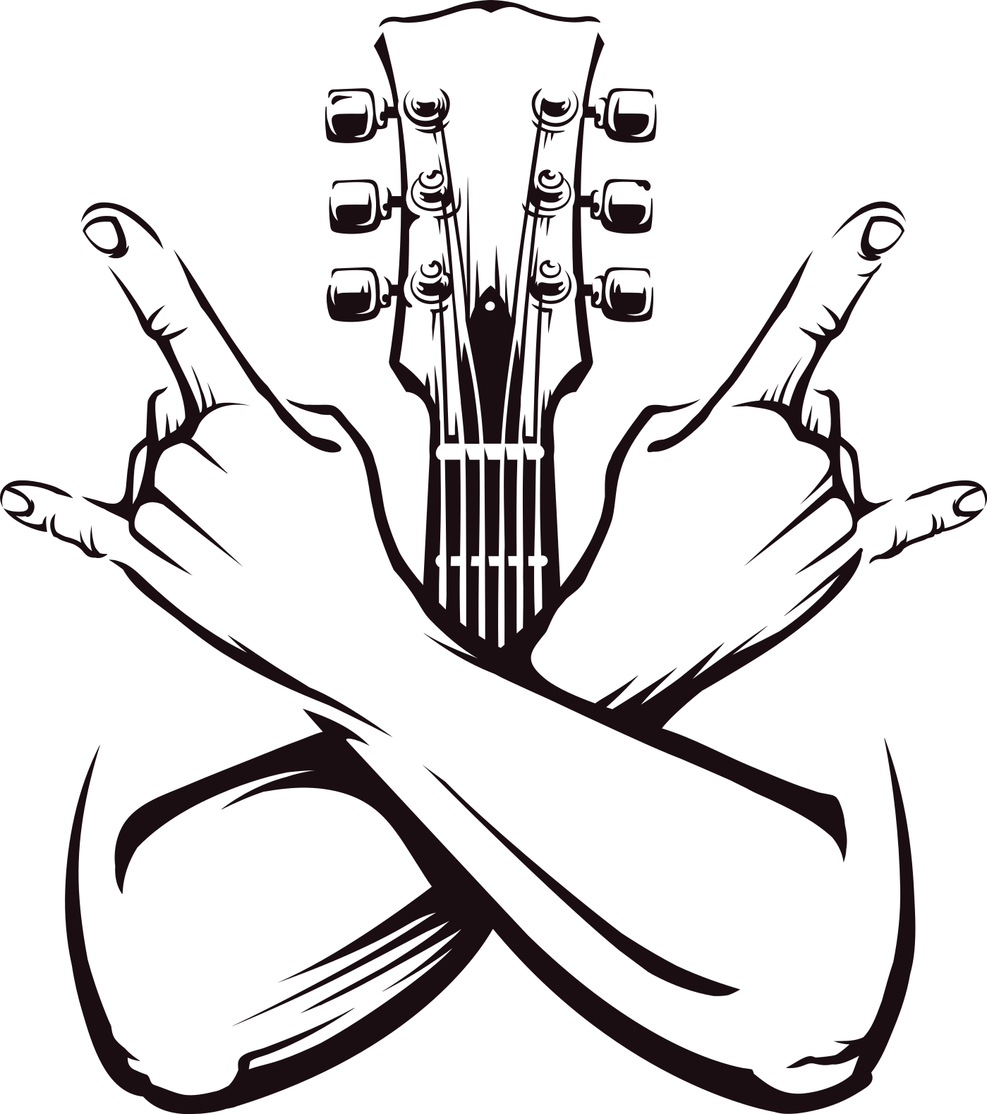 Müzikal afiş - Çapraz eller İşareti rock - TenStickers