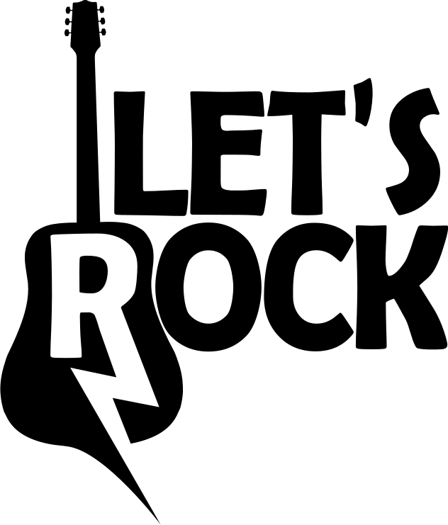Müzikal afiş rock müziği gitar ve metin - TenStickers