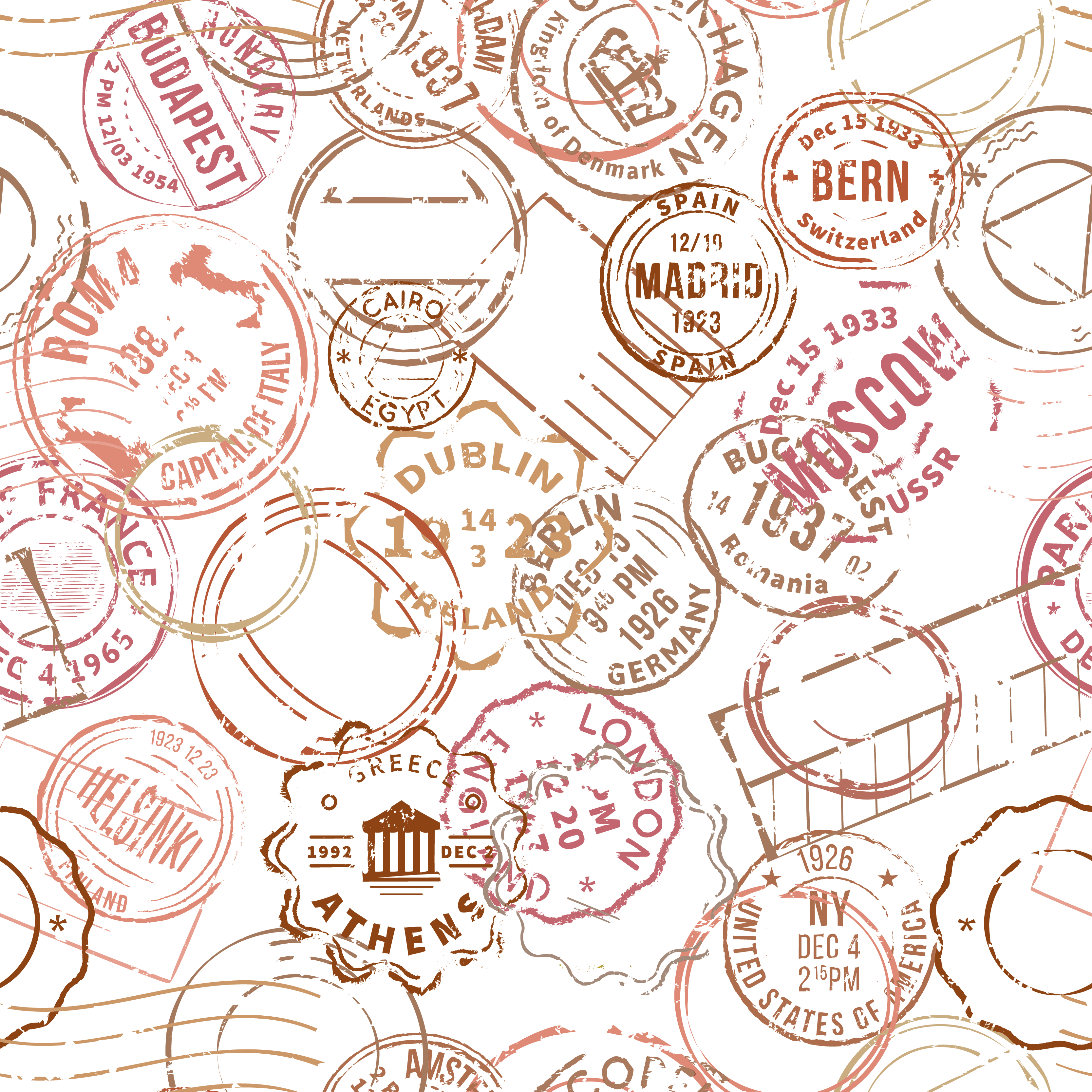 Vintage afiş retro pullar - TenStickers