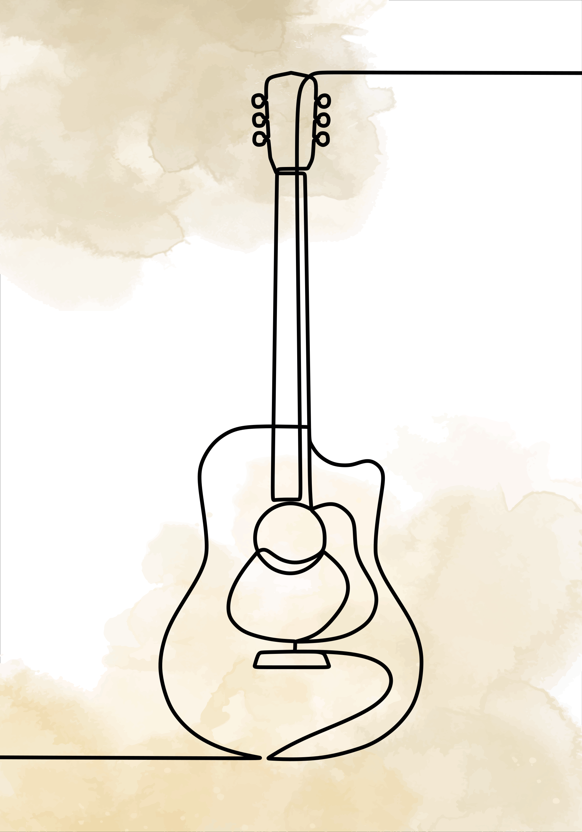 Müzikal afiş - monoline gitar - TenStickers