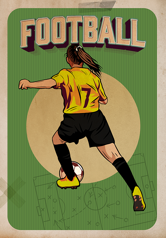 Futbol afiş kadın futbol retro - TenStickers