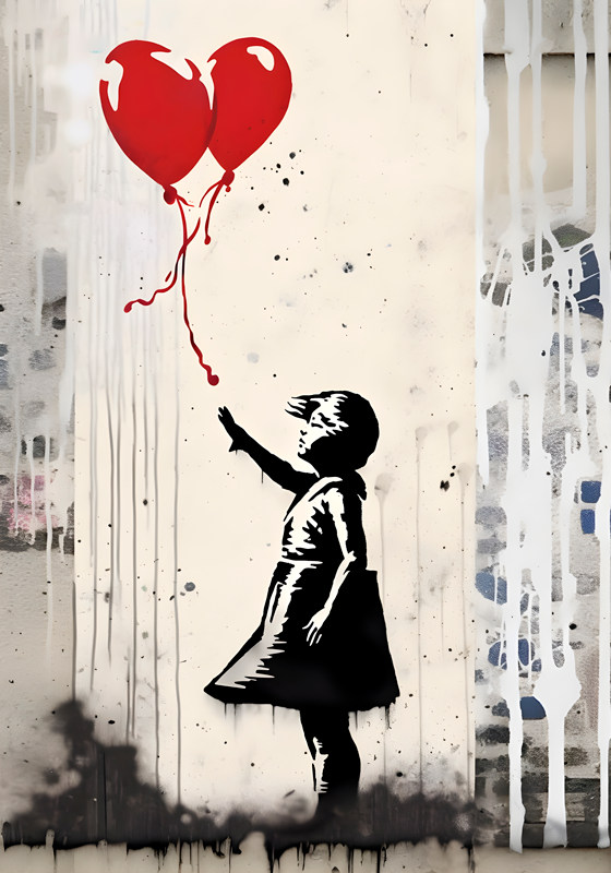 Sanat afişi balonlu kız duvar resmi - TenStickers