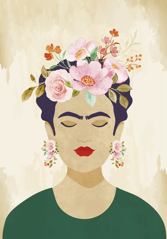 Sanat afişi kadın ve çiçekler ile - TenStickers