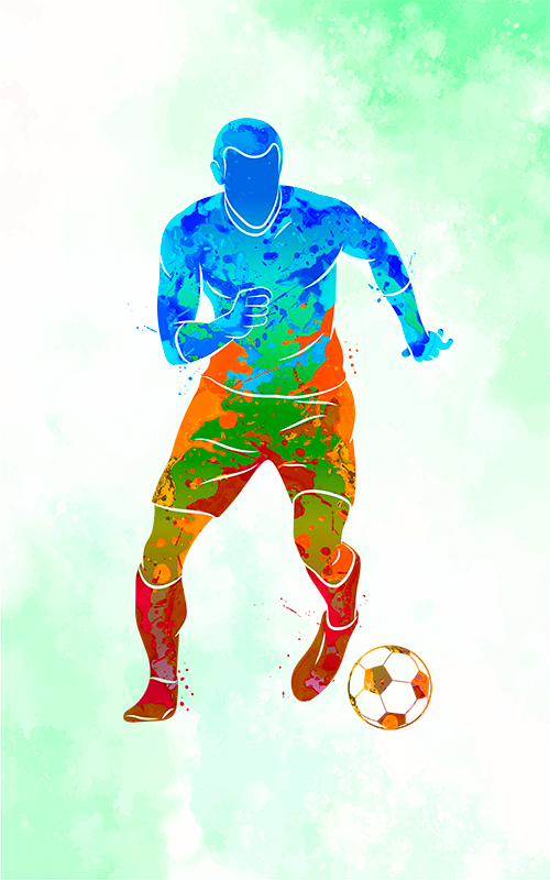 Futbol afişi sulu boya oyuncusu - TenStickers