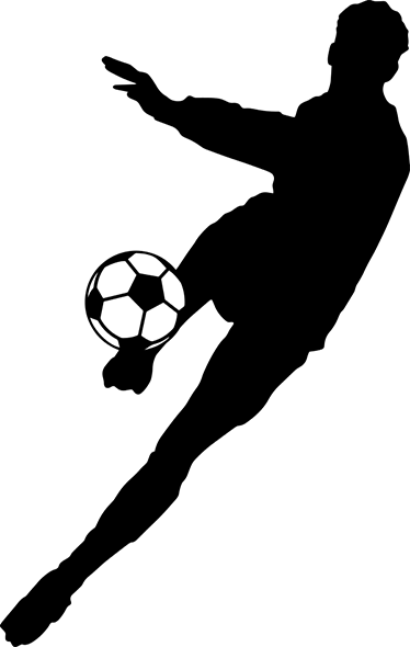 Futbol afiş - futbolcu silueti topa vururken - TenStickers