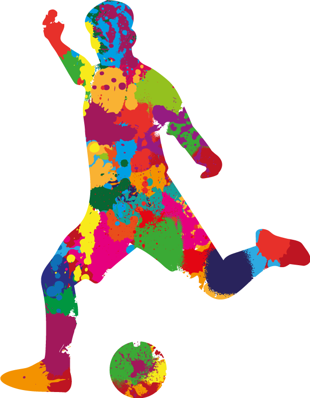 Futbol afiş futbolcu sıçrayan renkler - TenStickers