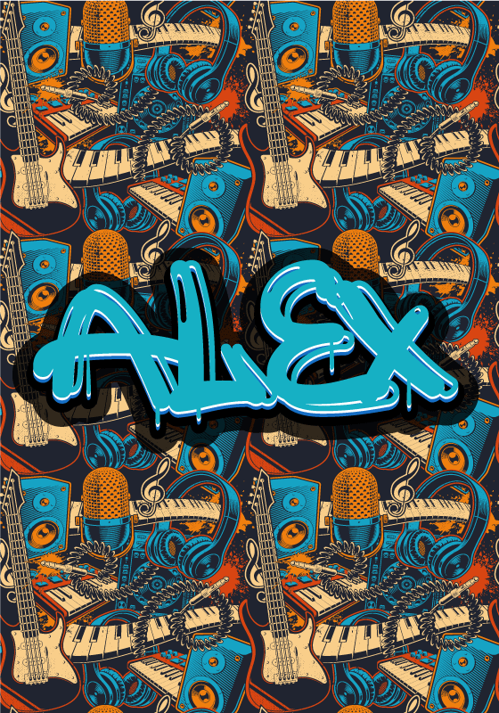 özel retro müzik grafiti afişi - TenStickers