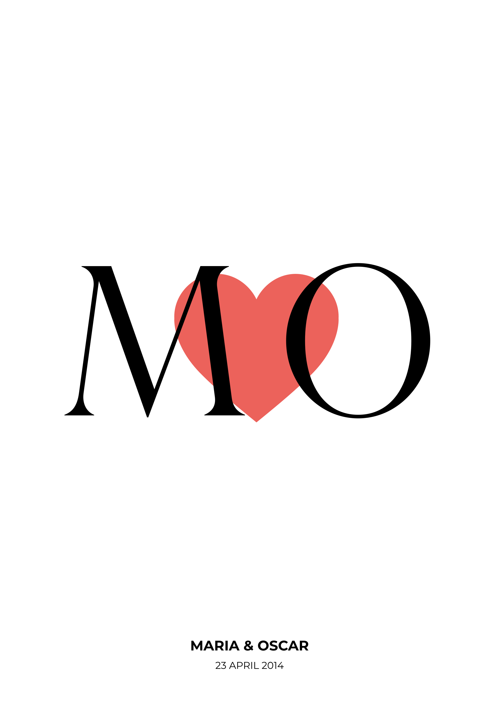 Baş harfleri özel aşk özelleştirilebilir poster - TenStickers