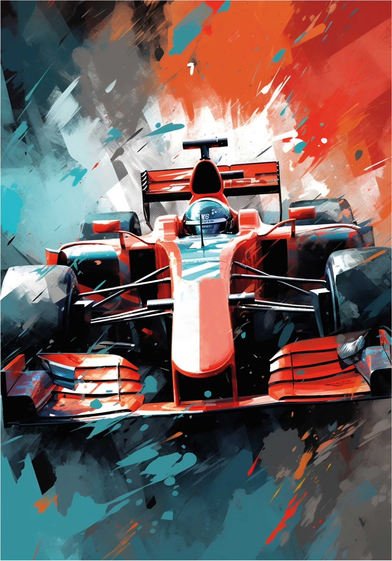 Kırmızı araba Formula 1 afiş - TenStickers