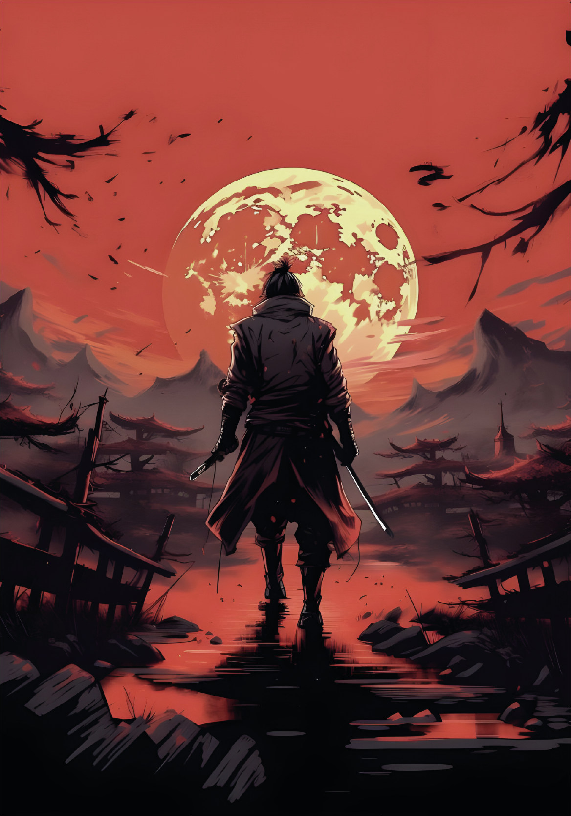 Anime savaşçı silueti genç afiş - TenStickers