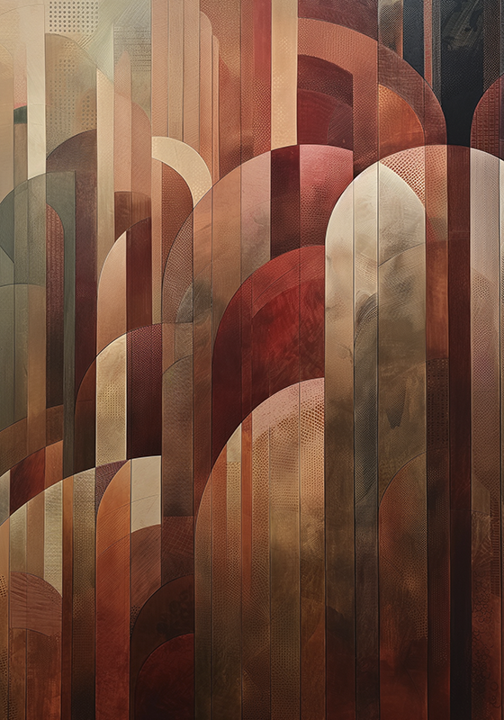 Kırmızı şekiller Art Déco poster - TenStickers