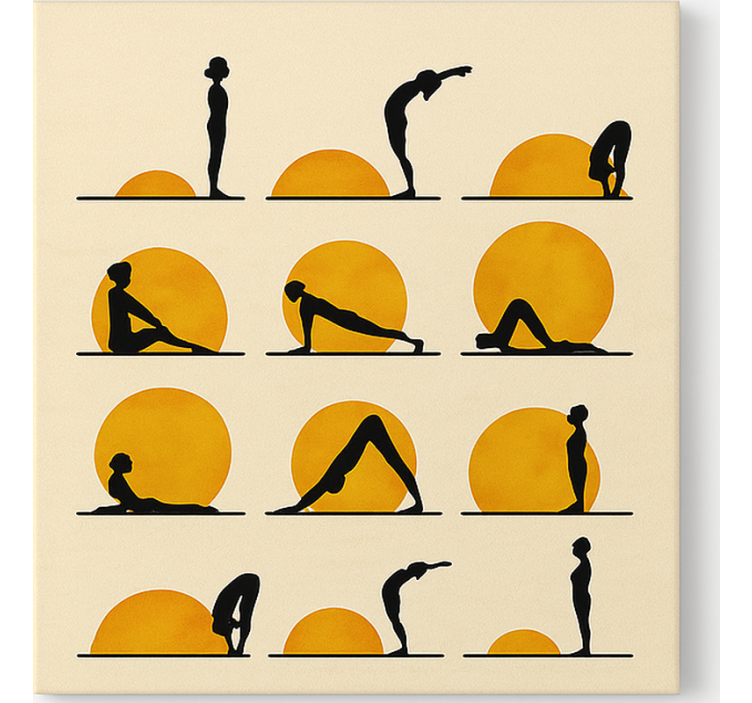 Güneş yoga pozisyonları spor kanvas tablo - TenStickers