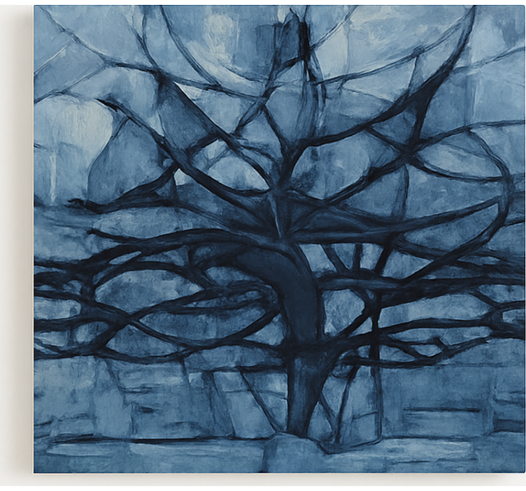 Gri tonlu tasarım ağaçlar kanvas tablo - TenStickers