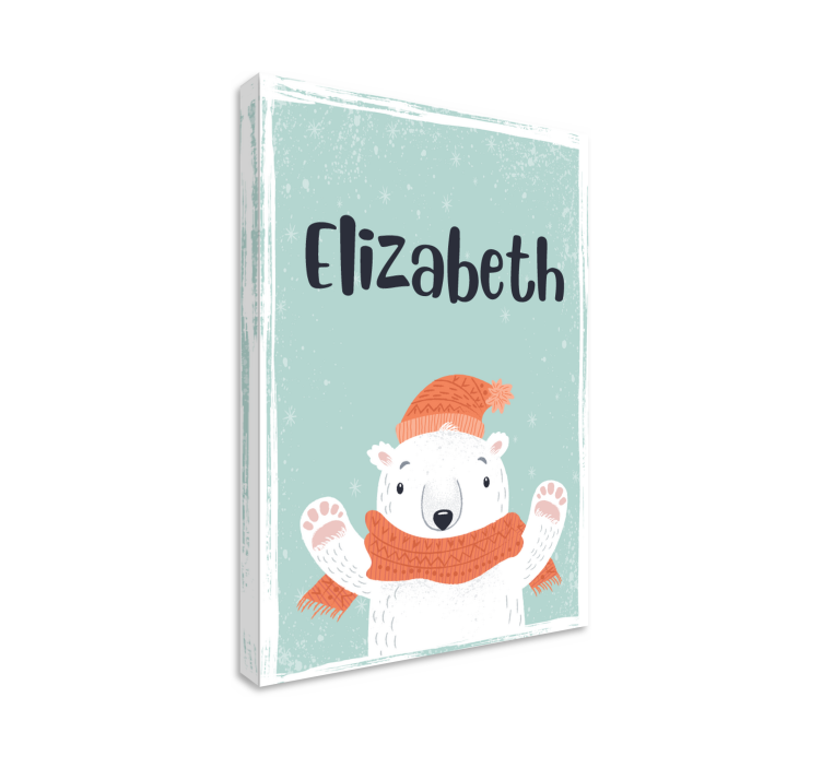 Kutup ayısı kişiselleştirilmiş tuval ile sevimli isim - TenStickers