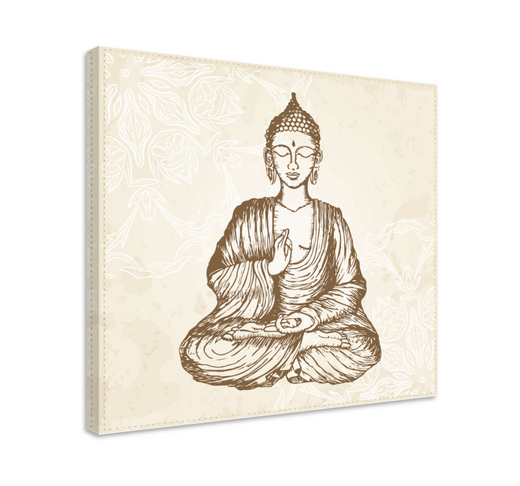 Buda vintage floral buddha duvar sanatı - TenStickers