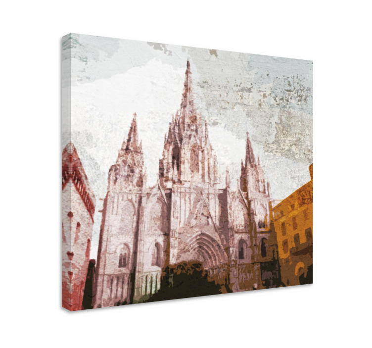Tuval baskı personas catedral barcelona insanlar - TenStickers