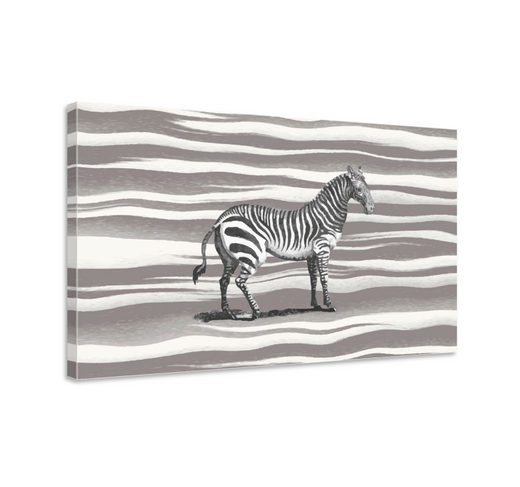 Bağbozumu gri ölçekli zebra tuvali - TenStickers