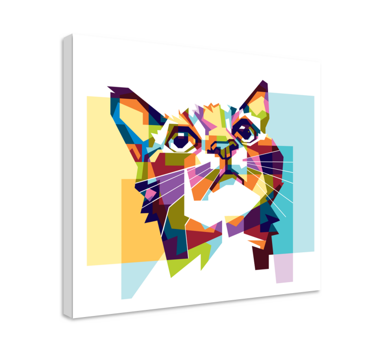 Geometrik kedi tuval baskı - TenStickers