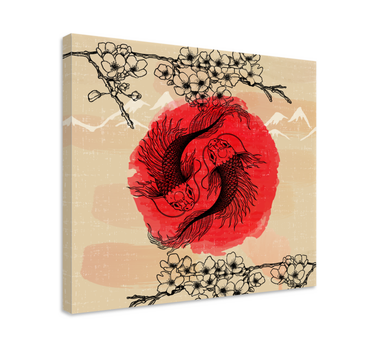 Ying yang balıkları balık tuvali - TenStickers