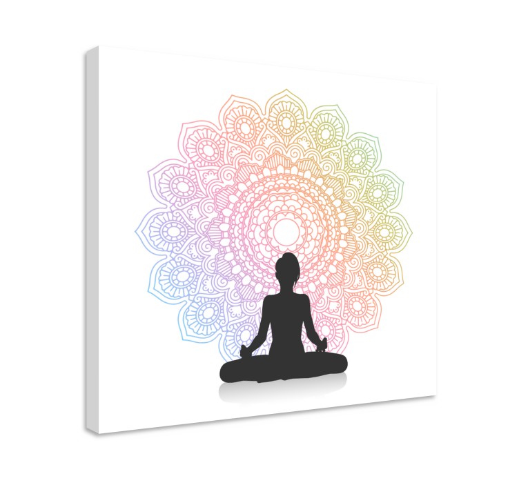 Gökkuşağı yoga mandala tuval duvar sanatı - TenStickers