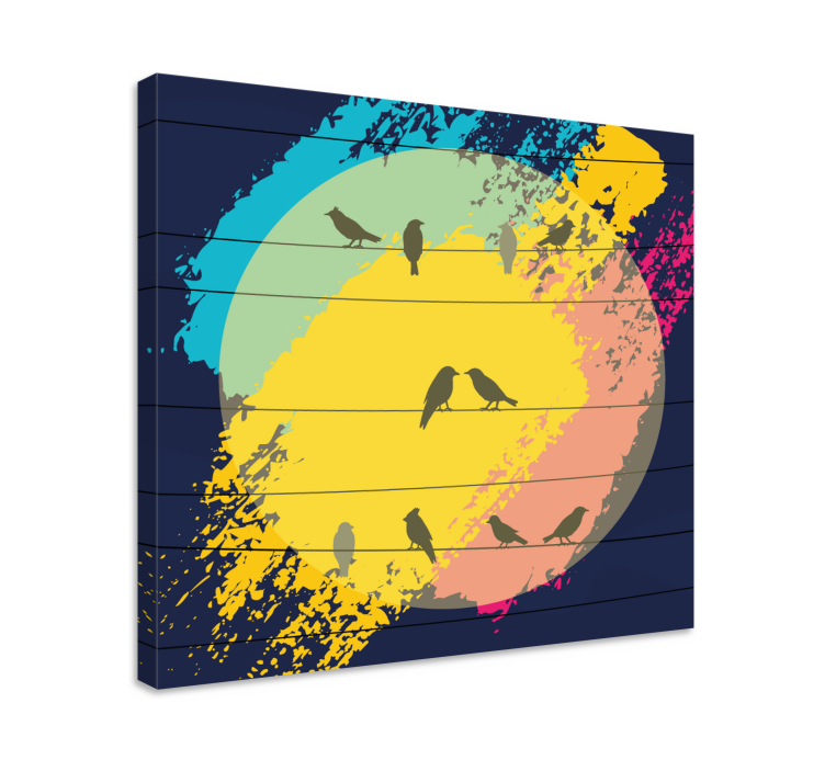 Retro daire silüetler kuş tablo - TenStickers