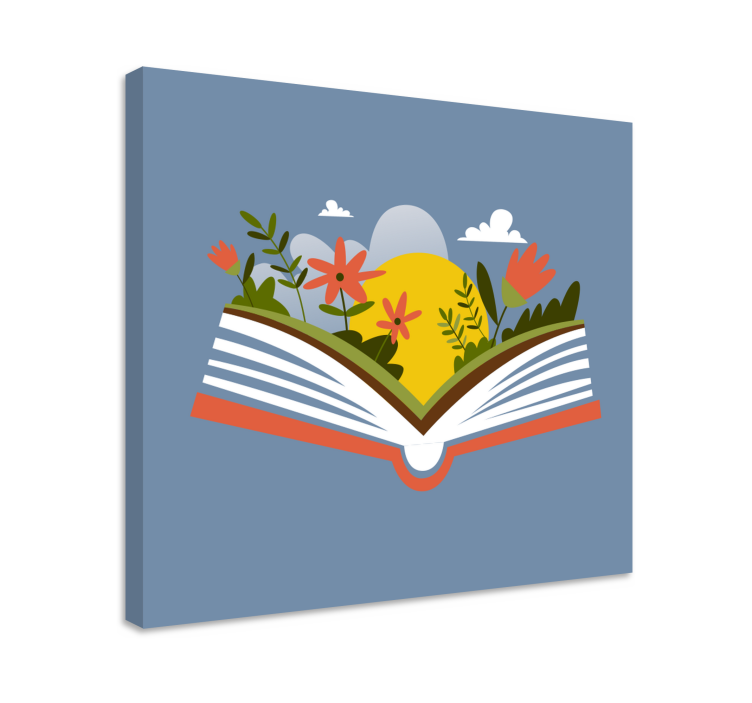 Açık kitap flora çiçekler ve bitkiler kanvas tablo - TenStickers