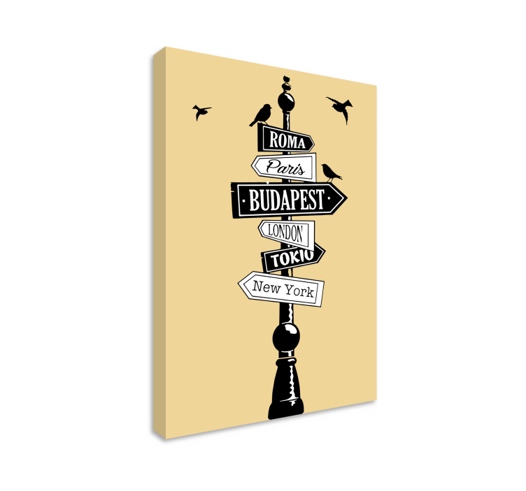 Şehirler ve Ülkeler kanvas tablo - yönlendirme Şehir levhası - TenStickers