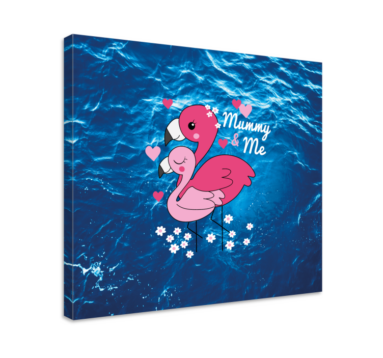 Mumya ve ben flamingolar hayvan kanvas tabloları - TenStickers