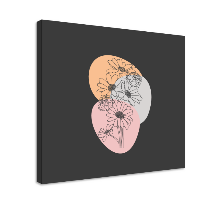 Buket ayçiçeği hat sanatı çiçek tuval - TenStickers