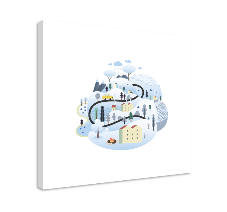 Kış manzaralı rota şehirler ve ülkeler kanvas tablo - TenStickers