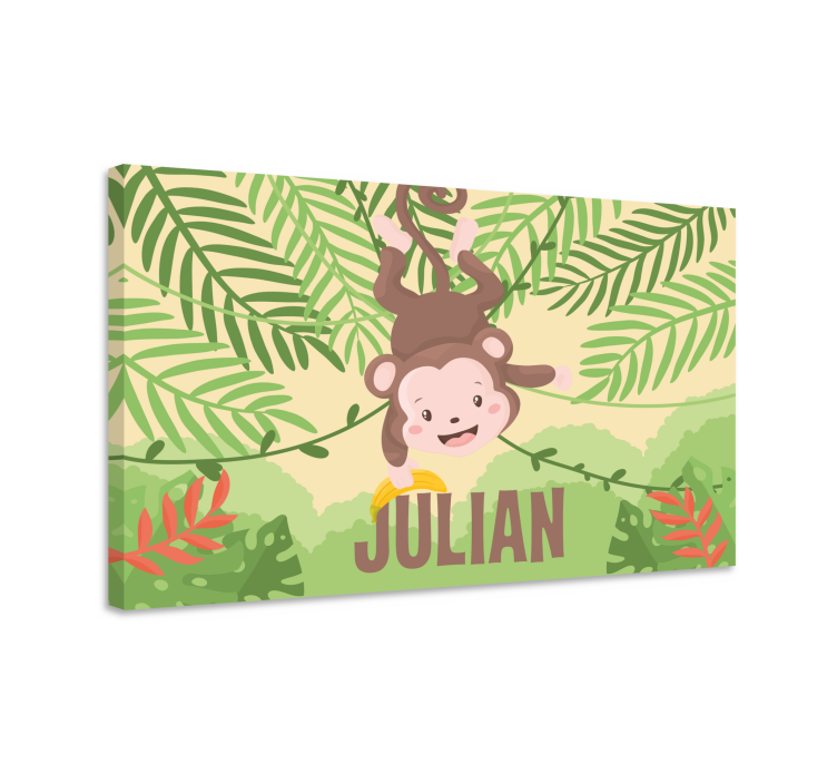 Dinozor kanvas tablo - maymun asılı eğlencesi - TenStickers