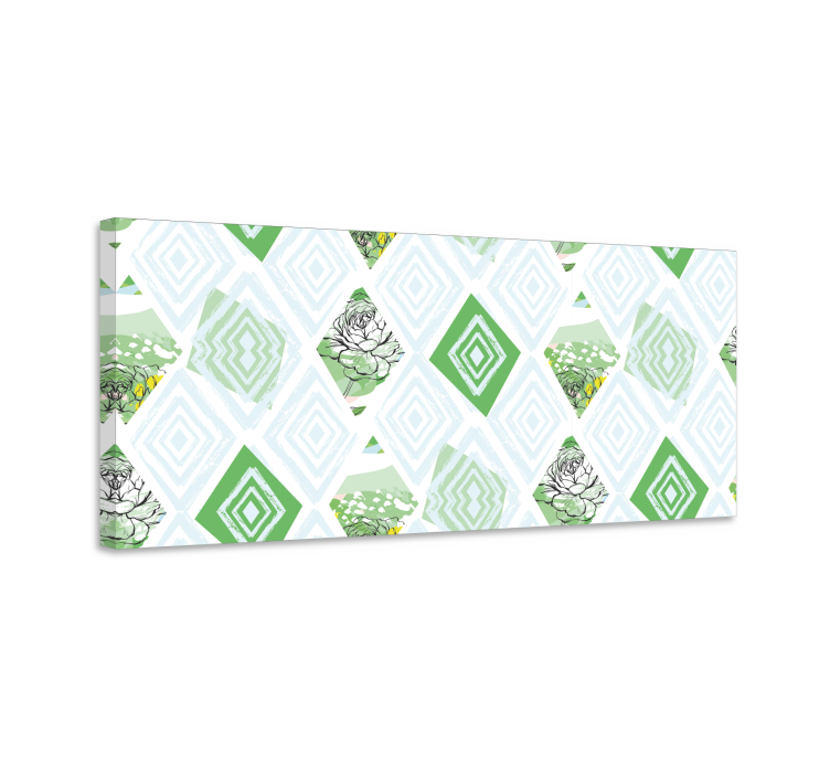 Çiçekler ve bitkiler kanvas tablo geometrik sukulent deseni - TenStickers