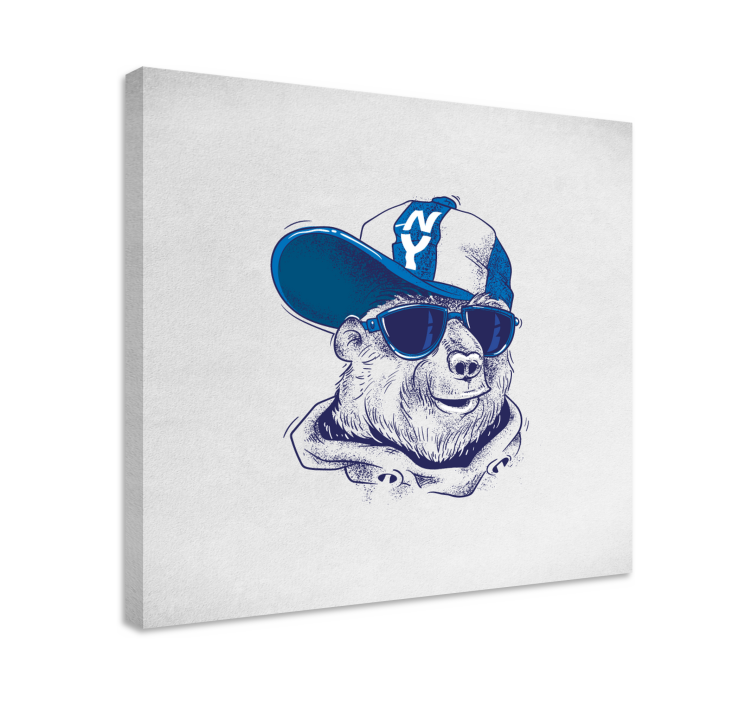 Mavi ayı çizgi film grafiti modern tuval - TenStickers