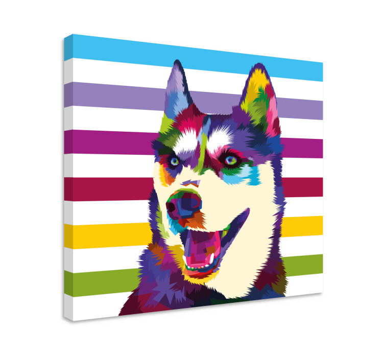Köpek tablo renkli husky portresi - TenStickers