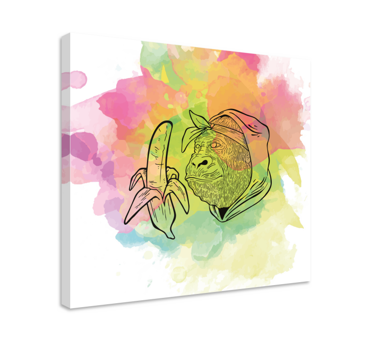 Abc ve harfler kanvas tablo - muz tutan gorilla - TenStickers