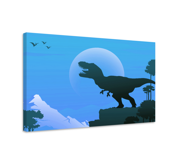 Dinozor kanvas tablo t-rex silueti - TenStickers