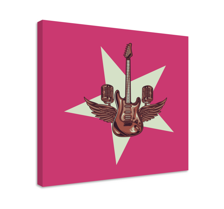 Gitar ve mikrofon müzik tuvalinin illüstrasyonu - TenStickers