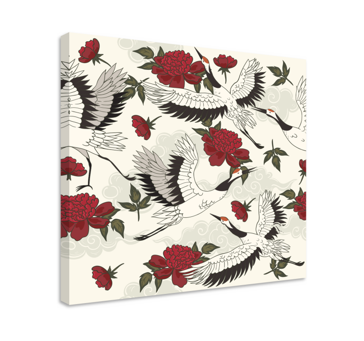 Sakinleştirici toprak tonları kuş deseni çiçek tuval - TenStickers