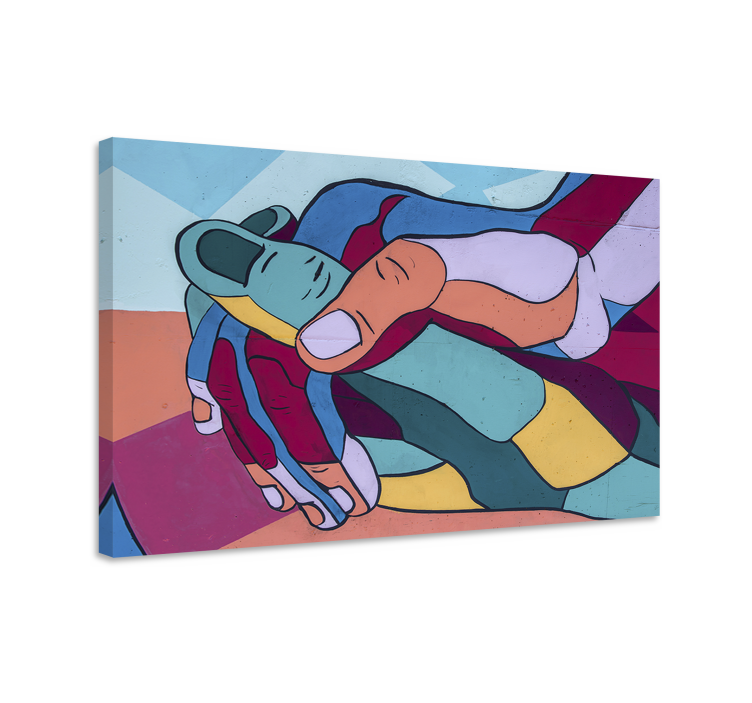 Renkli elle çizilmiş eller tuval sanat baskıları - TenStickers