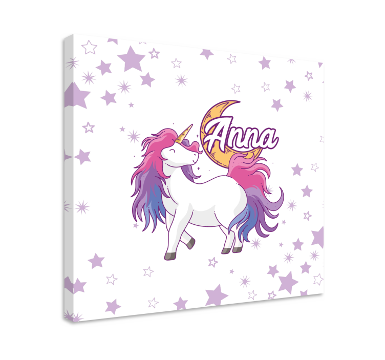 Tek boynuzlu at kanvas tablo yıldızlarla unicorn - TenStickers