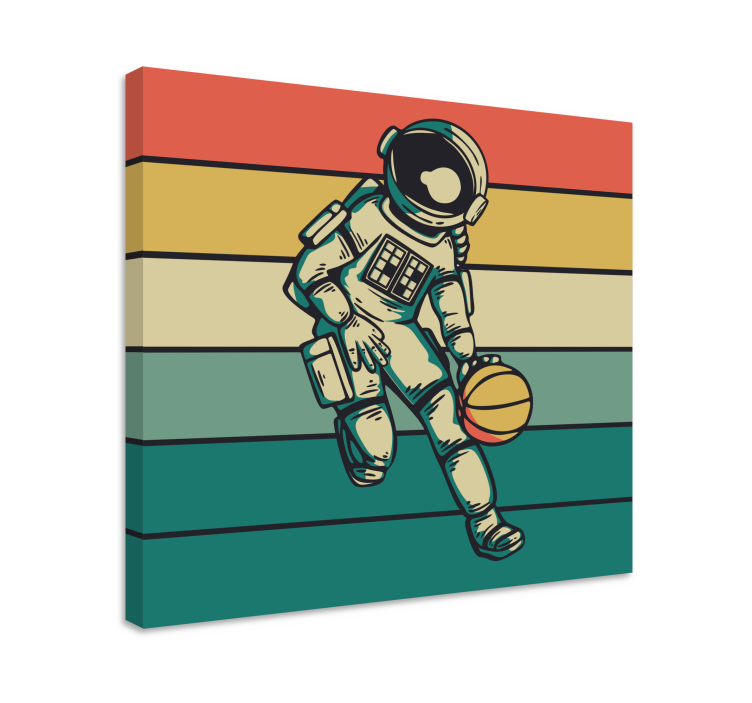 Basketbol oynayan eski astronot duvar baskısı - TenStickers