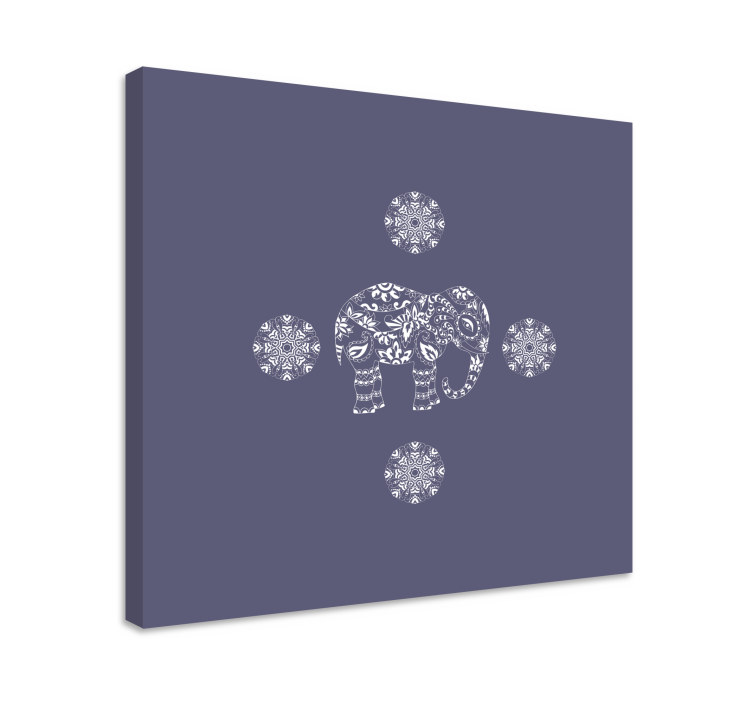 Beyaz mandala fil tuval - TenStickers