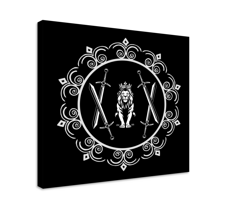 Ormanın kralı siluetleri hayvan kanvas baskılar - TenStickers