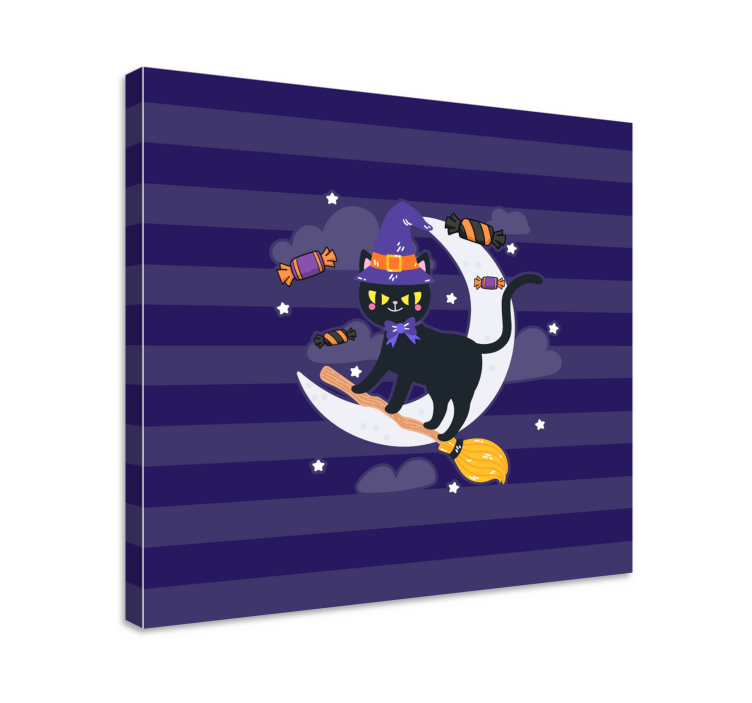 Kediler kanvas tablo siyah kedi cadısı - TenStickers