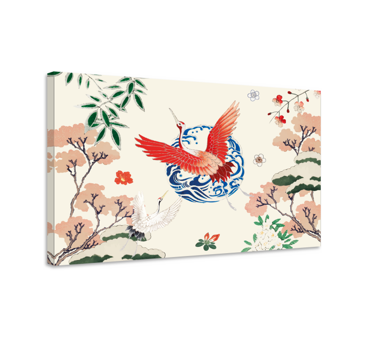 Chinoiserie kırmızı retro tuval - TenStickers